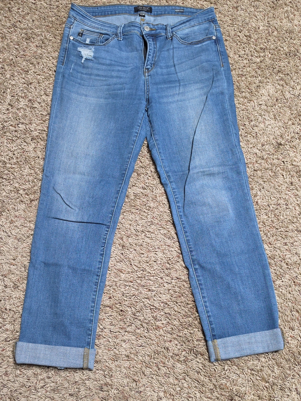 Judy Blue Light Blue Cuffed Distressed Ankle Jeans
